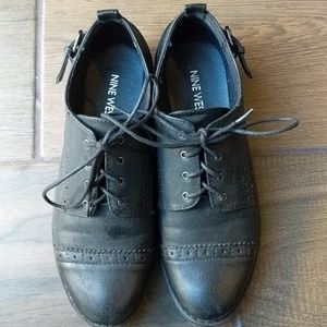 Nine West Black Leather Oxfords